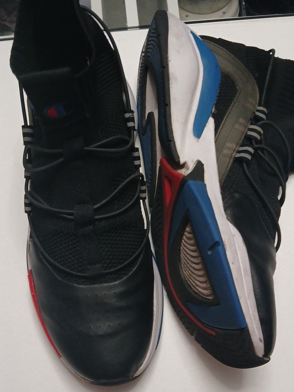 Champion Men's Black Sneakers with Blue & Red Accents